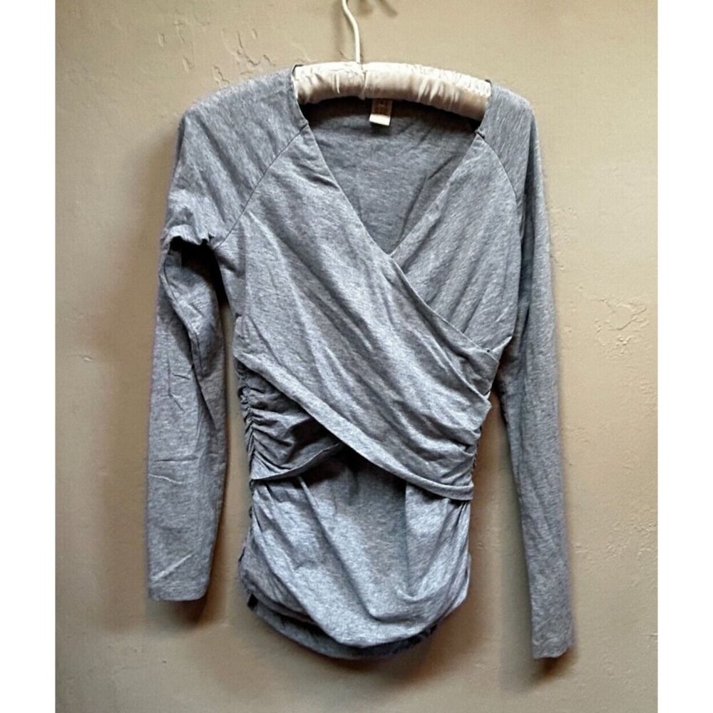 Sundance Vanessa Faux Wrap Long Sleeves Top Women's Size Small Gray Stretch